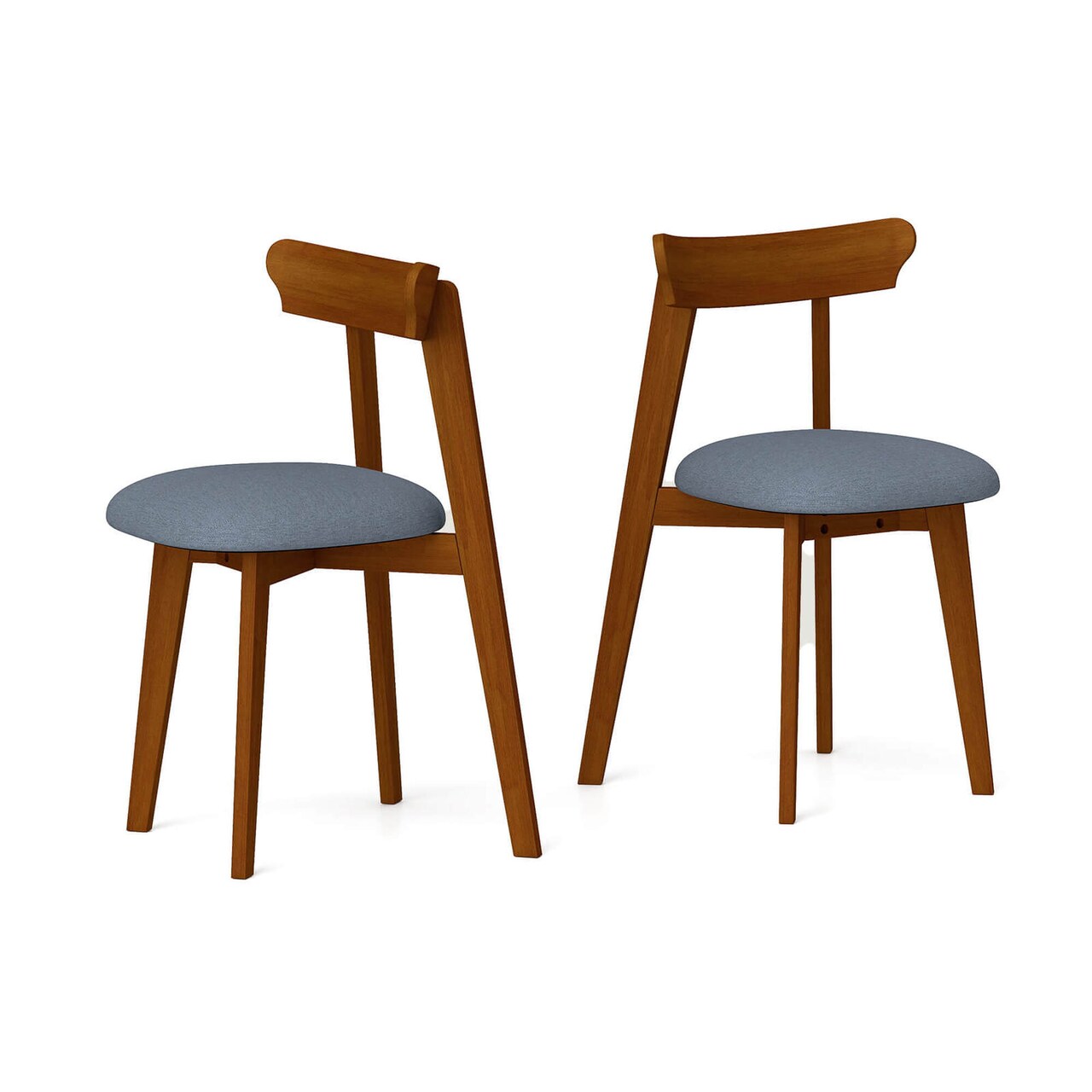 Costway Wood Dining Chairs Set of 2/4 with Rubber Wood Frame Padded Seat & Curved Backrest